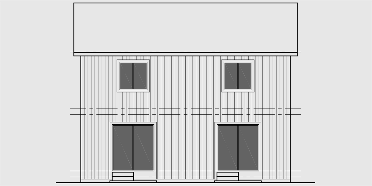 House side elevation view for D-341 Duplex house plans, small duplex house plans, narrow  duplex house plans, affordable duplex floor plans, D-341