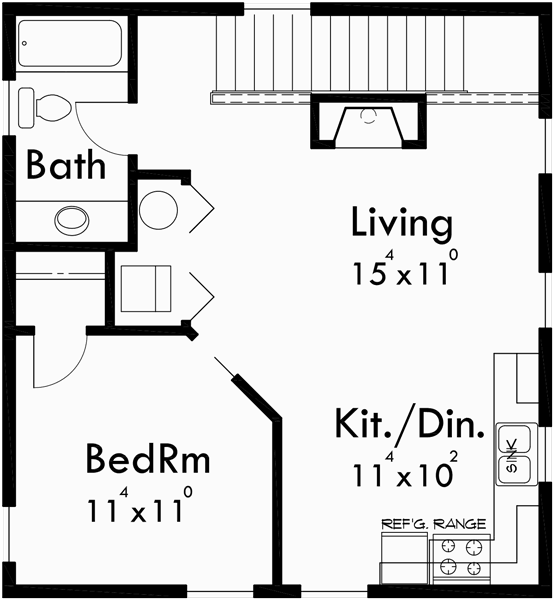 Upper Floor Plan for 10154 Carriage house plans, 1.5 story house plans, ADU house plans, 10154