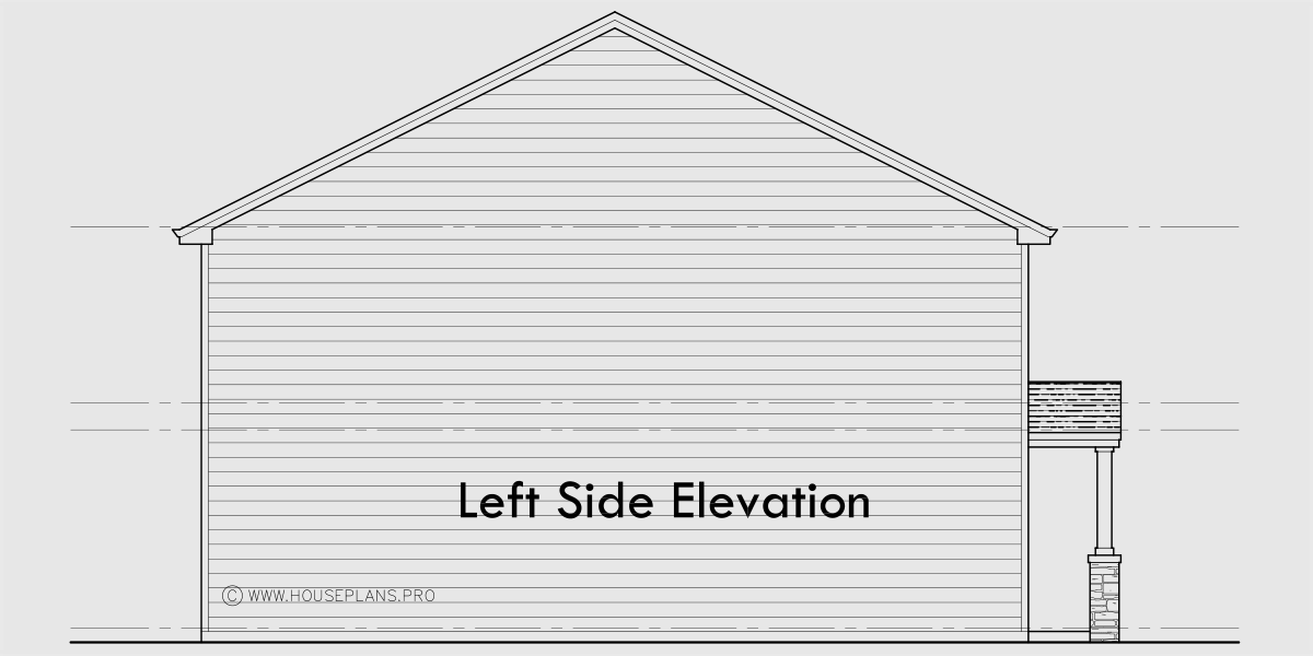 House rear elevation view for F-695 4 plex town house plan F-695