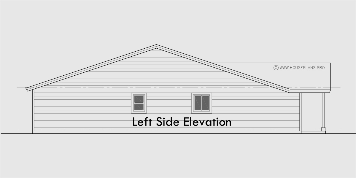House rear elevation view for F-669 One level town house plan F-669