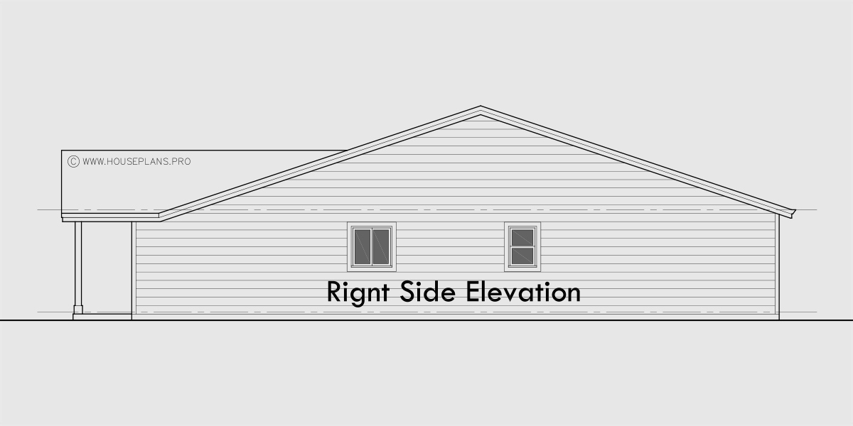 House rear elevation view for F-669 One level town house plan F-669