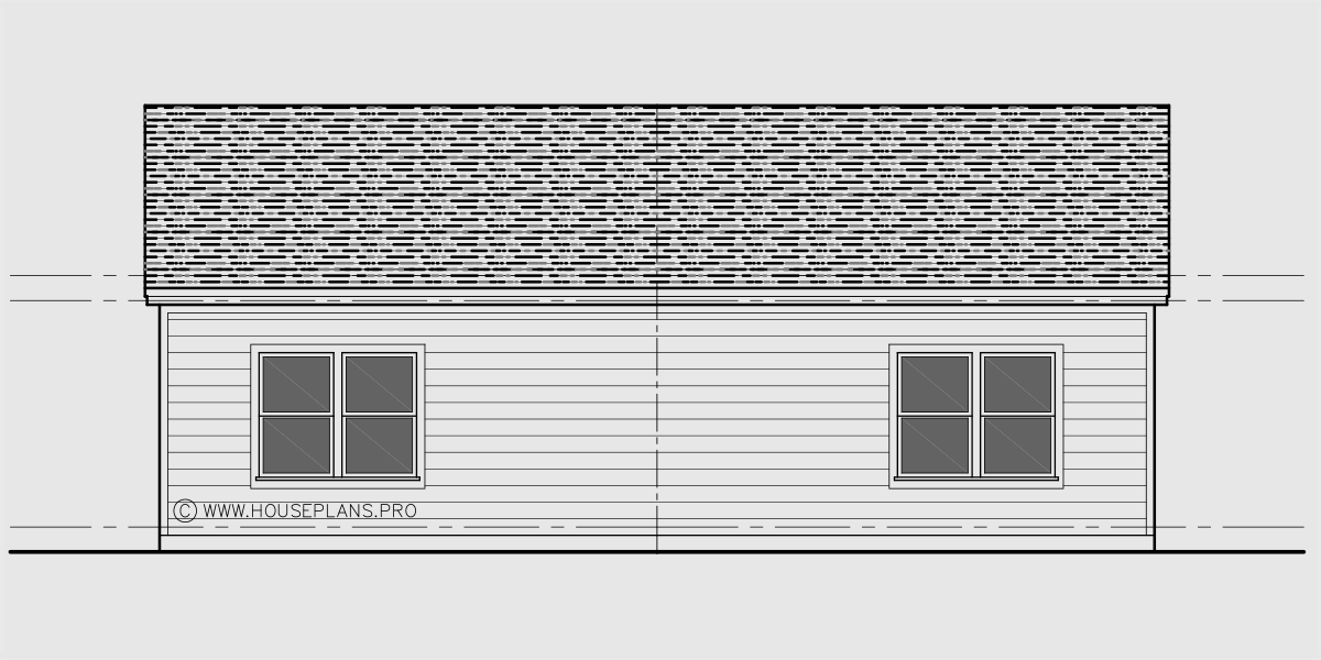 House rear elevation view for D-780 New one story 2 bedroom 2 bath duplex plan