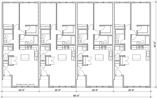 Main Floor Plan 2 for F-698 One level senior town house plan two bedroom two bath