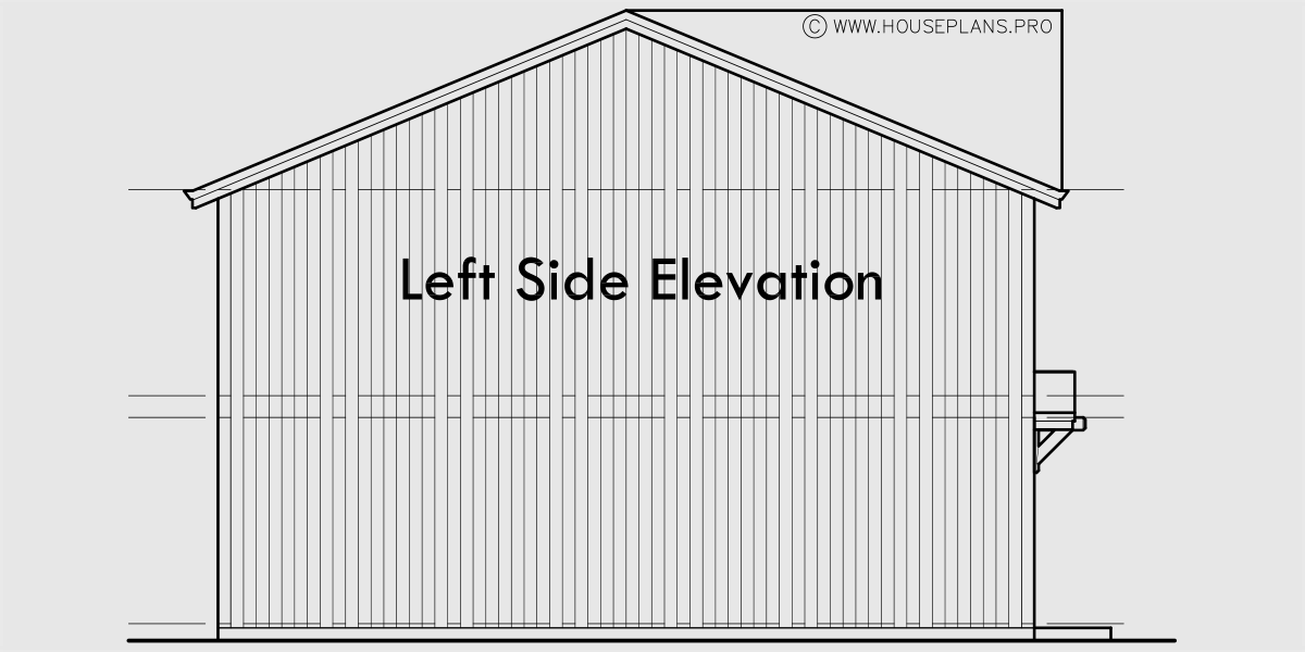 House rear elevation view for FV-711 15 ft wide narrow town house plan FV-711