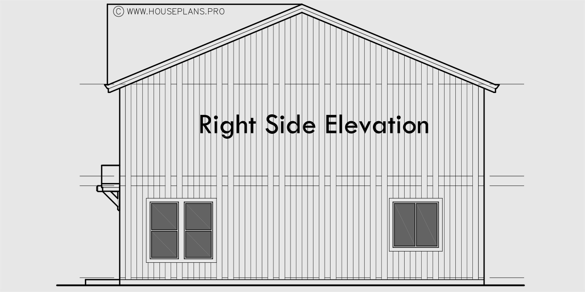 House rear elevation view for FV-711 15 ft wide narrow town house plan FV-711