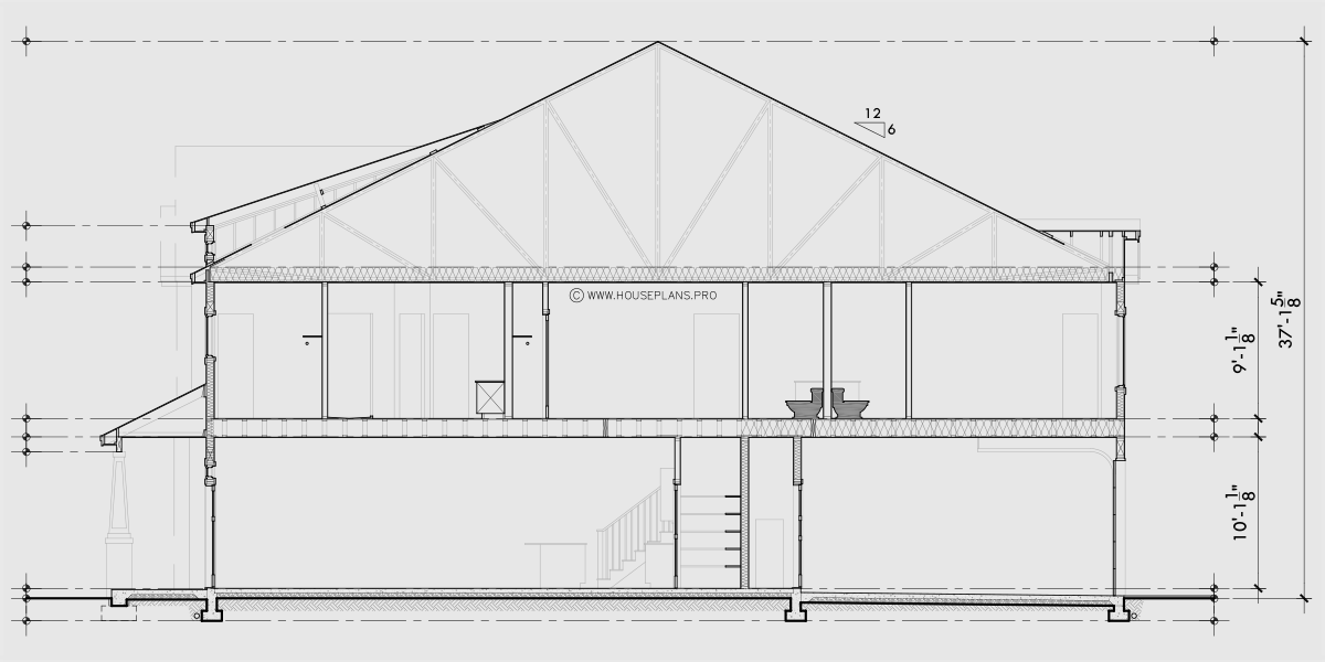 House rear elevation view for D-787 Luxury town house plan 3 bedroom 3.5 bathroom 